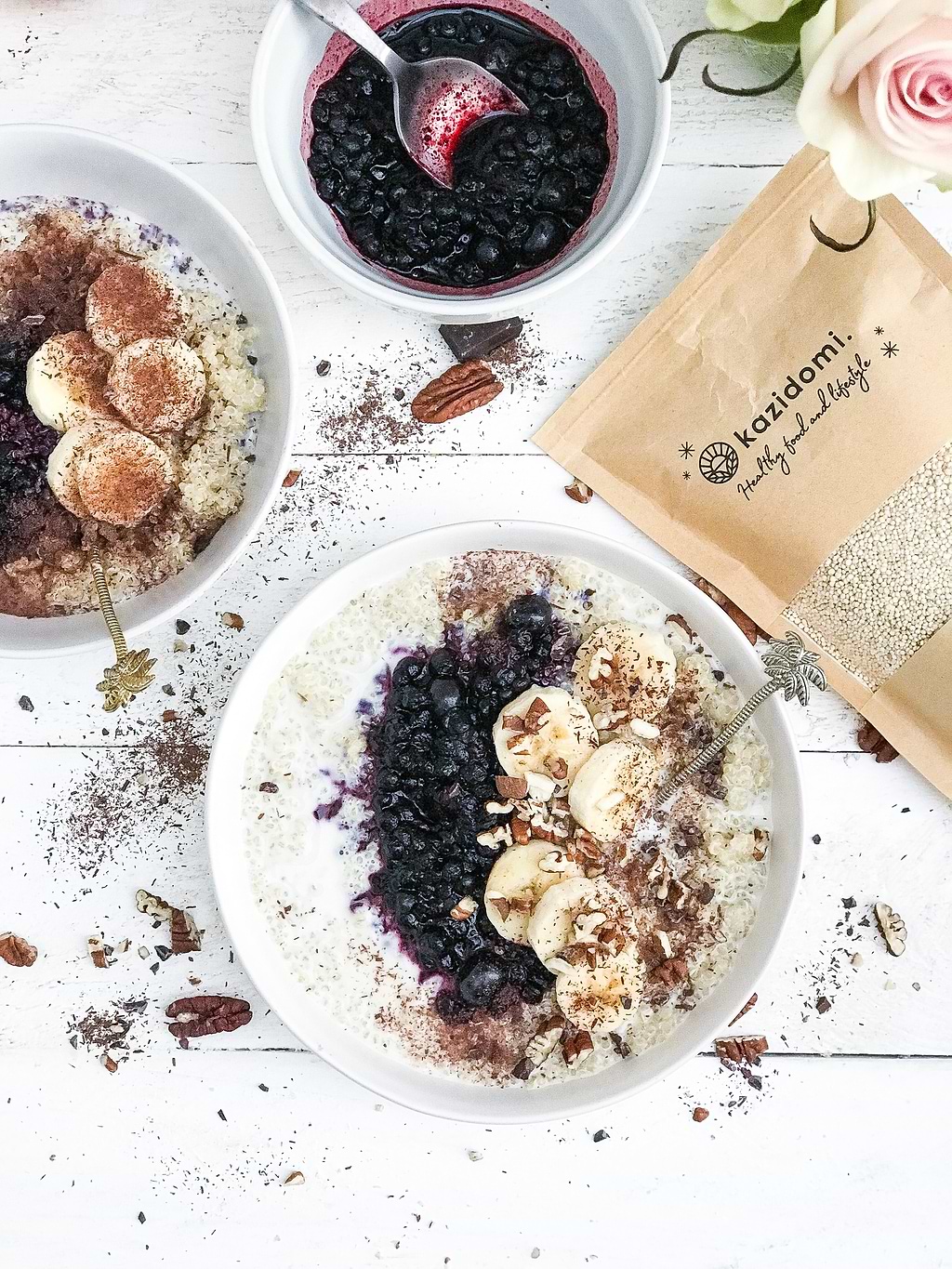 Quinoa à la banane et aux myrtilles